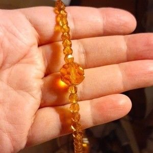 Vintage glass bead necklace amber orange beaded strand choker